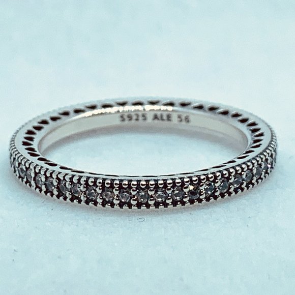 Pandora Sparkle and Hearts Silver Ring - Picture 1 of 7